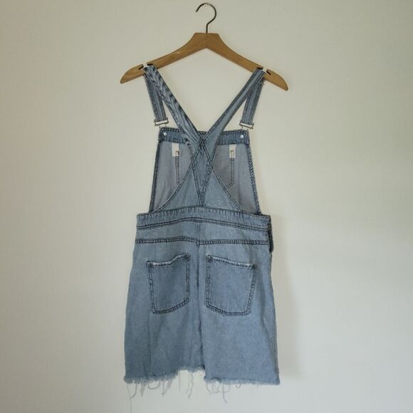 H&M Divided Denim Overall Dress Raw Hem 6 Light Wash Cotton - Picture 3 of 5